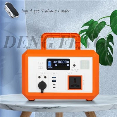 640 Wh bærbar kraftstasjon, 600 W AC-uttak og LED-lommelykt, hurtiglading stille solenergigenerator for nødsituasjoner Hjem Utendørs Camping RV med 1 telefonholder Freebie